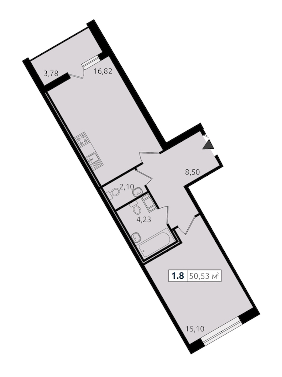 1-комнатная квартира 47.3 м², 14/14 эт., ЖК «Чёрная речка»
